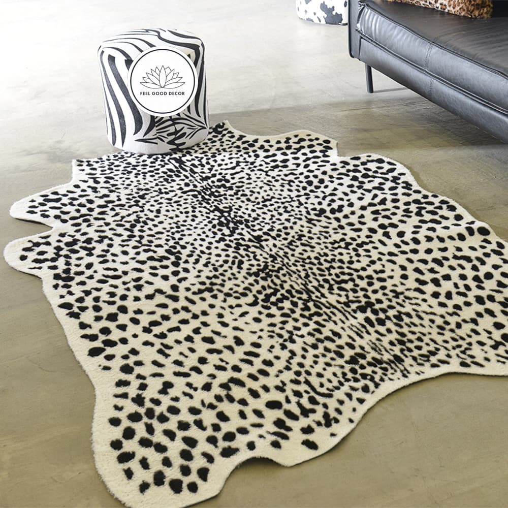 Large Retro Short-pile Faux Snow Leopard Jaguar Cheetah Print Hide Rug 6.6  x 4.6 ft - Feel Good Decor