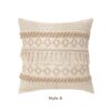 Beige Boho Handcrafted Tassel Knot Cotton linen Throw Pillow Cover-feel-good-decor