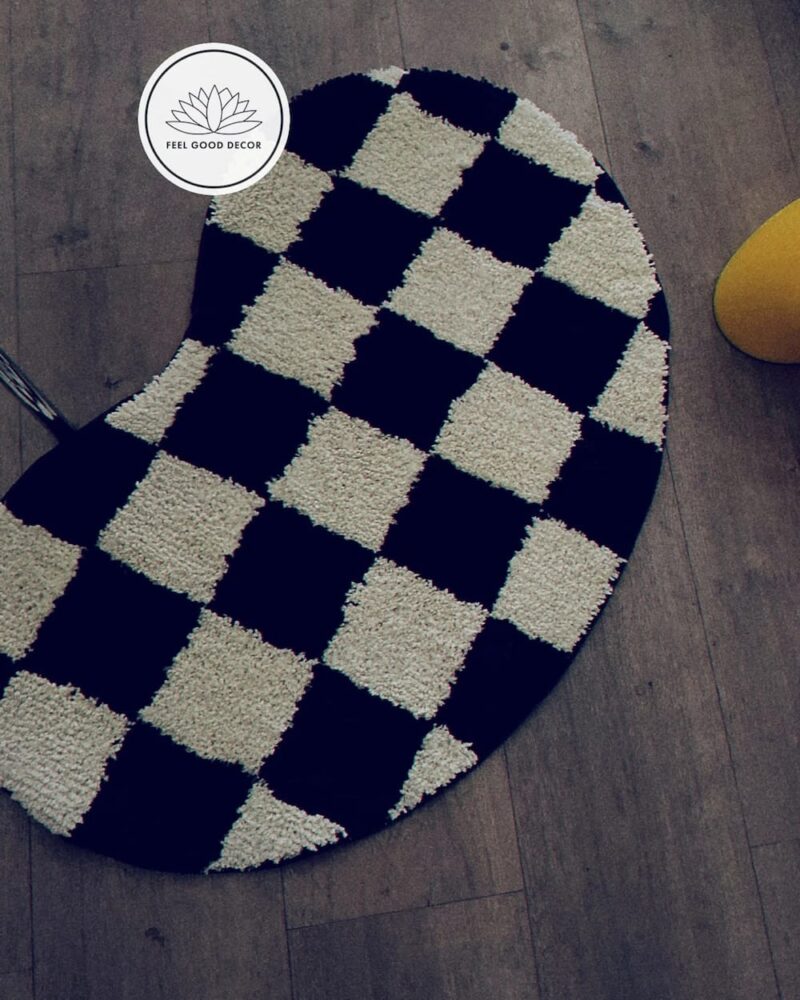 Checkerboard Black & Off-White Accent Rug-feel-good-decor