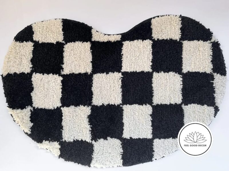 Checkerboard Black & Off-White Accent Rug-feel-good-decor