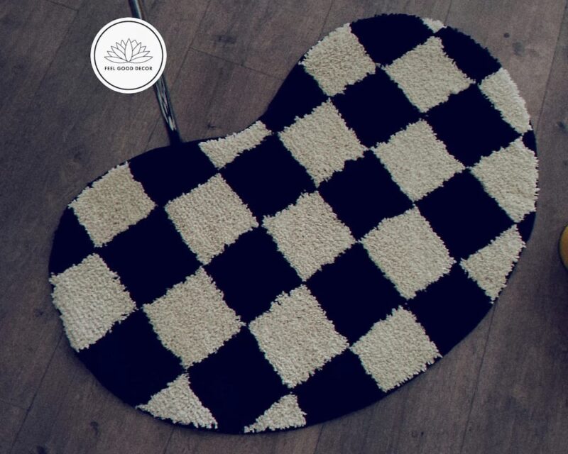 Checkerboard Black & Off-White Accent Rug-feel-good-decor