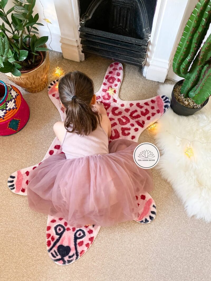 Decorative Faux Pink Leopard Area Rug Floor Mat-feel-good-decor