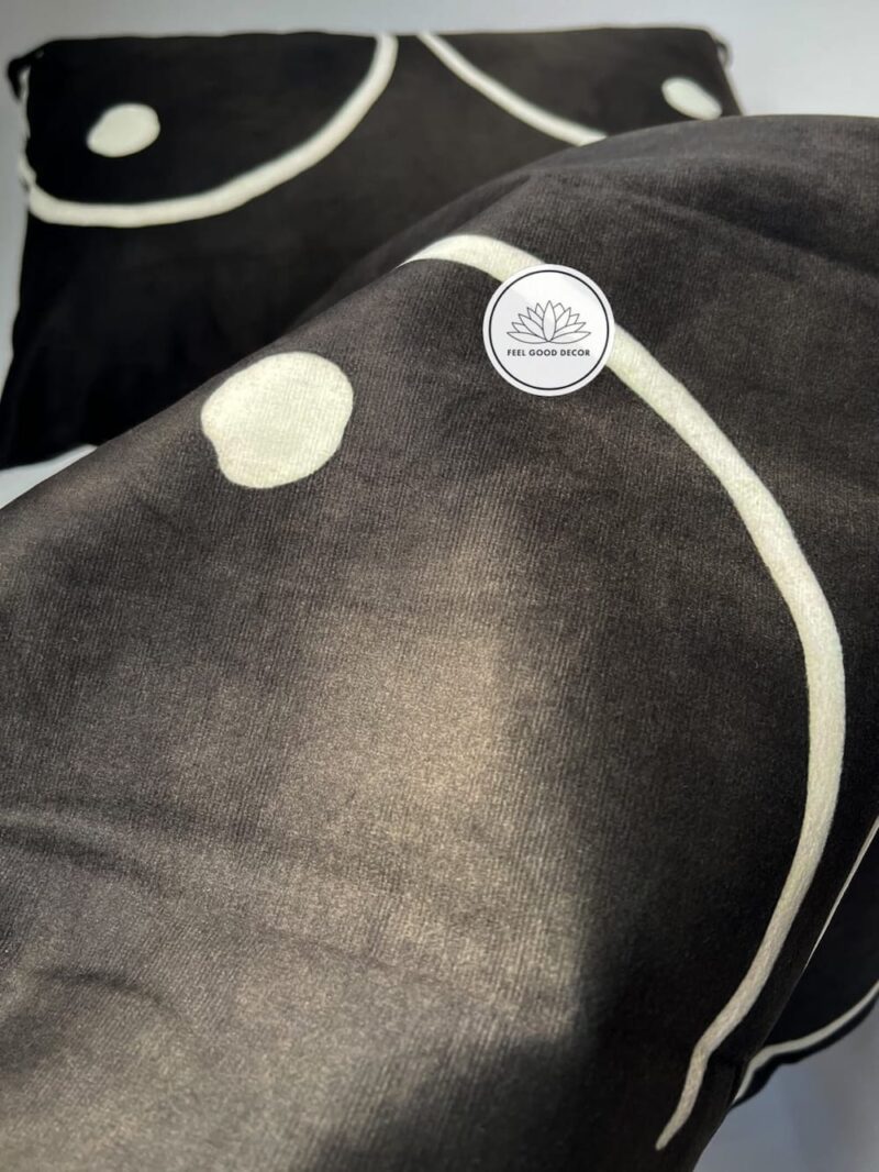 Girl Power Abstract Boobs Velvet Pillow Case In Distressed Black-feel-good-decor