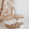 Handmade Small Lidded Wicker Rattan Kids Picnic Basket With Cotton Lining and Lace Trim-feel-good-decor