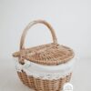 Handmade Small Lidded Wicker Rattan Kids Picnic Basket With Cotton Lining and Lace Trim-feel-good-decor