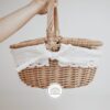 Handmade Small Lidded Wicker Rattan Kids Picnic Basket With Cotton Lining and Lace Trim-feel-good-decor