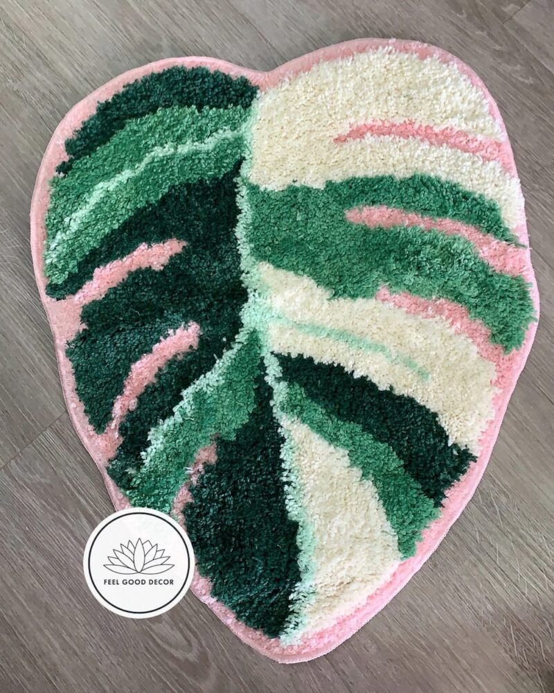 Handmade Variegated Monstera Leaf Rug-feel-good-decor