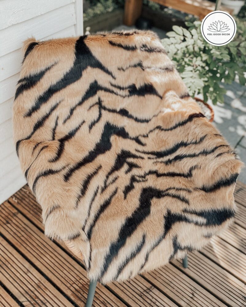 Luxe Animal Print Round Rug Tiger Skin Faux Fur Hide-feel-good-decor