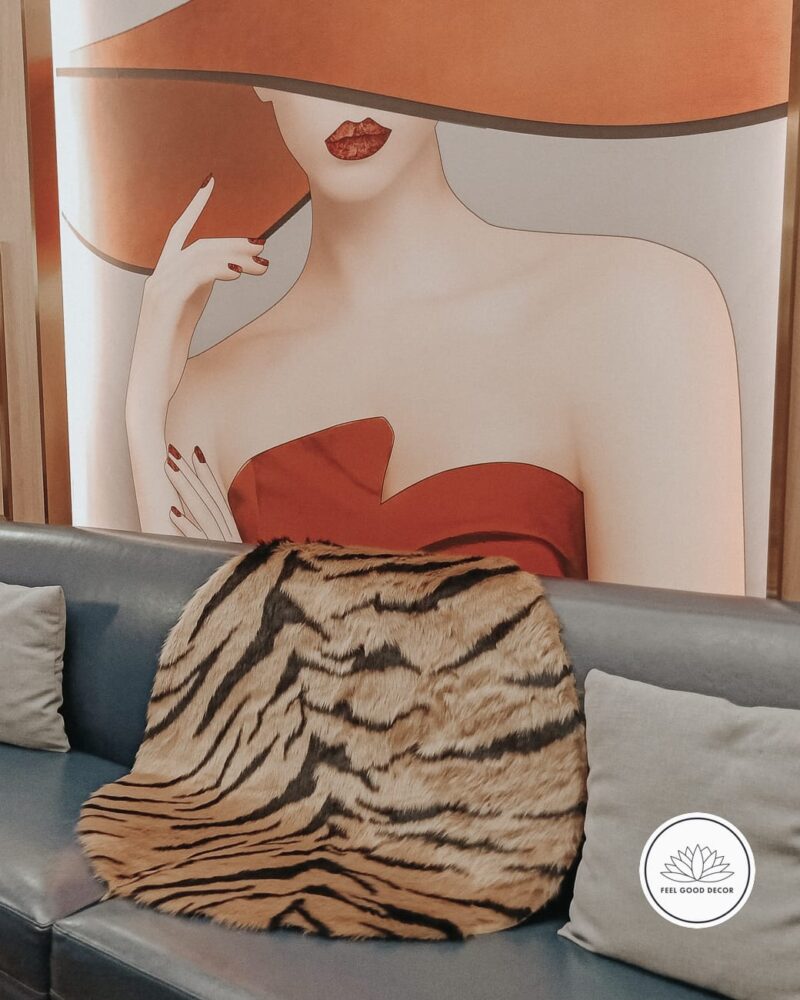 Luxe Animal Print Round Rug Tiger Skin Faux Fur Hide-feel-good-decor