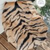 Luxe Faux Fur Tiger Print Chair Throw | Animal Print Round Area Rug Feel Good Decor
