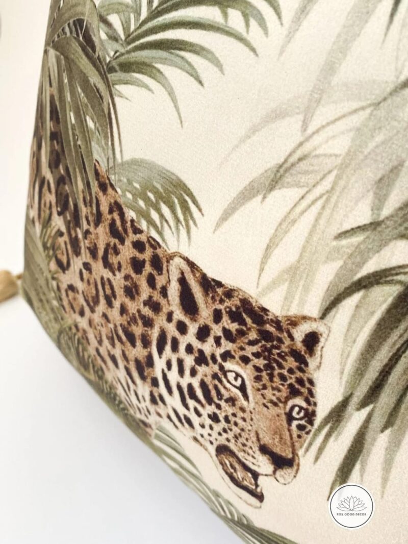 Retro Olive Green Tropical Jungle Leopard Print Velvet Throw Pillow Cover-feel-good-decor