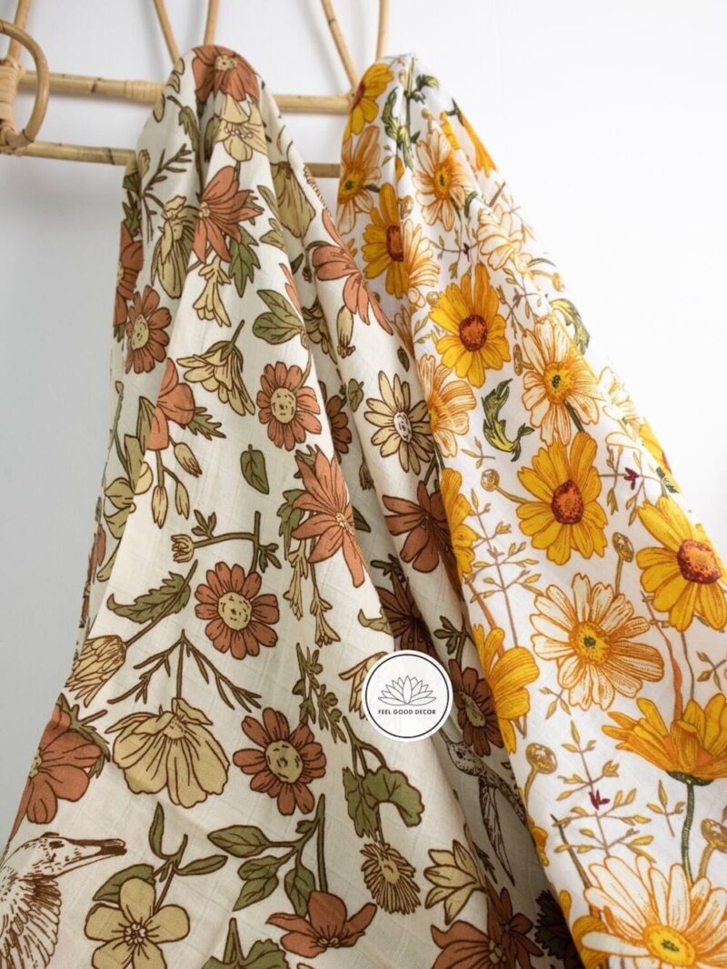 Vintage Floral Cotton Bamboo Muslin Blanket