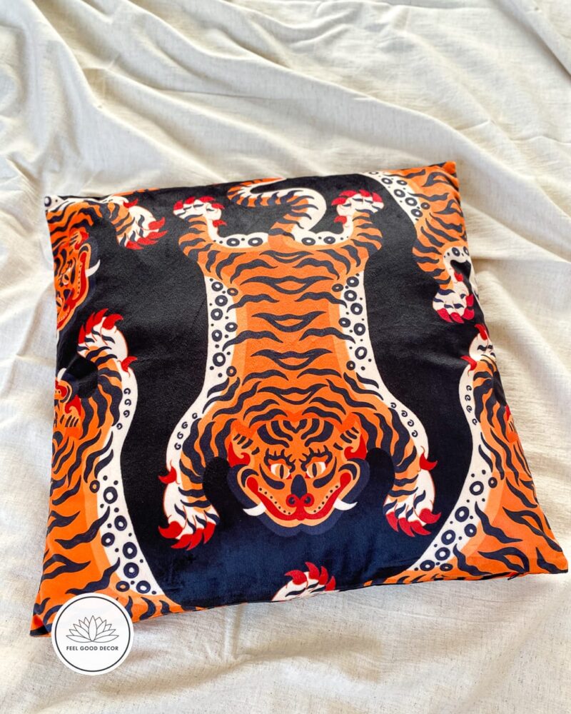 Vintage Tibetan Tiger Print Luxe Velvet Throw Pillow Cushion Cover-feel-good-decor-back