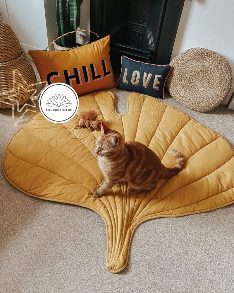 mustard-yellow-Ginkgo-leaf-floor-mat-cat-dog-mat-feel-good-decor