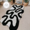 Modern Scandi Black and Off White Abstract Line Art Area Rug Feel Good Decor