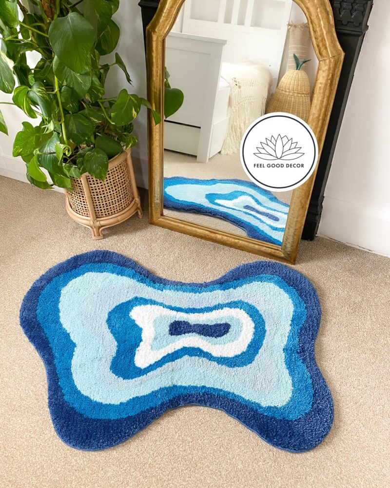 Retro Shades Of Blue Tufted Gradient Accent Rug Feel Good Decor