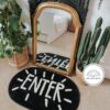 Tufted Black and White Letter Graphic Bedside Rug Bath Mat Feel Good Decor